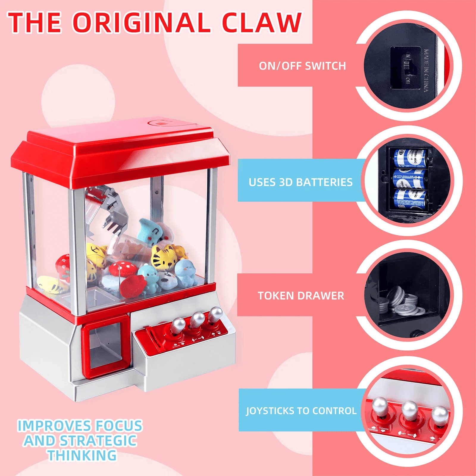 Somnr Claw Machine Arcade Toy with Sound - Children's Candy Dispenser Vending Game, Perfect Christmas & Birthday Present for Ages 3+