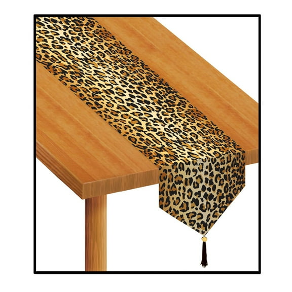 Party Central Club Pack of 12 Black and Brown Leopard Print Table Runners 6'