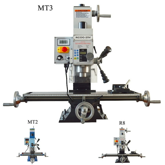 INTBUYING MT2/MT3/R8 Milling Drilling Machine Benchtop Mill Drill Machine Metal Lathe with Chucks