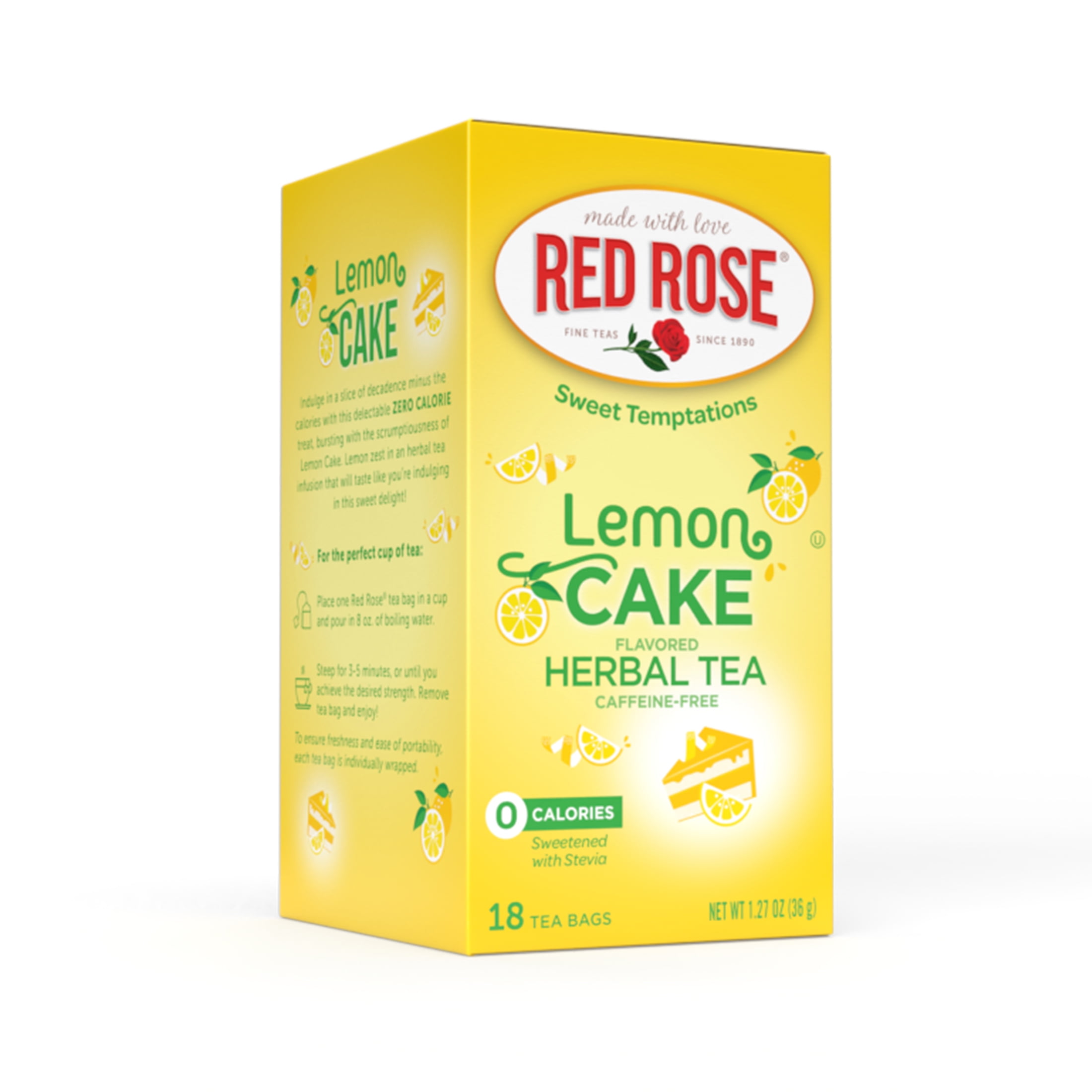 Red Rose Sweet Temptations Dessert Tea Lemon Cake, Zero Carbs, Zero