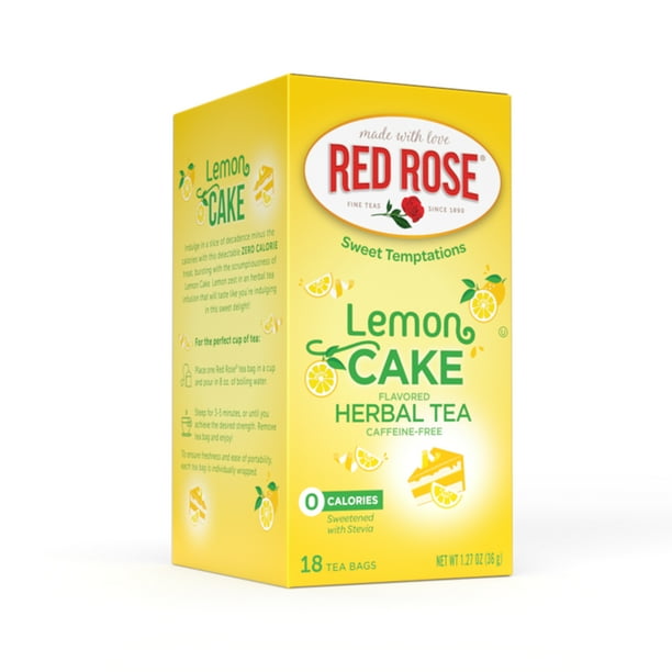 Red Rose Sweet Temptations Dessert Tea Lemon Cake, Zero Carbs, Zero