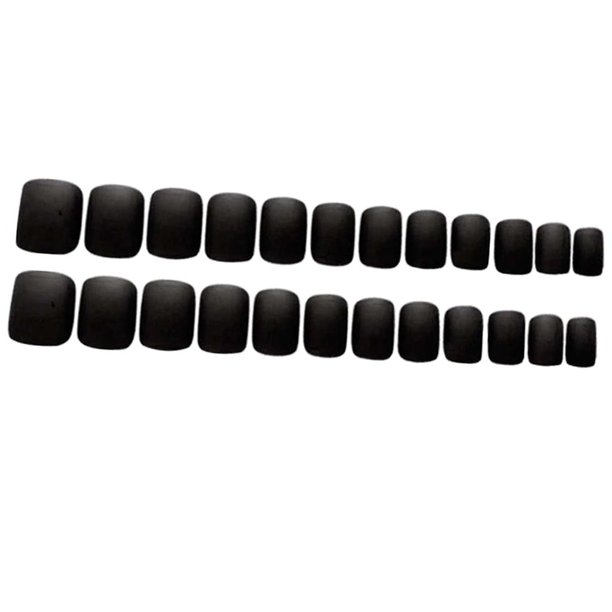 24 Piezas de Uñas Cortas Falsas Mate, Uñas de Color Negro, Cubierta , Uñas Falsas, Consejos Artísticos, Conjunto para Bodas, Fiestas, N 02 Colco Puntas de arte de uñas falsas