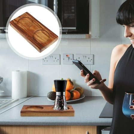 ULTNICE Oil and Vinegar Bottle Holder Rectangular Brown Wood 1Pack