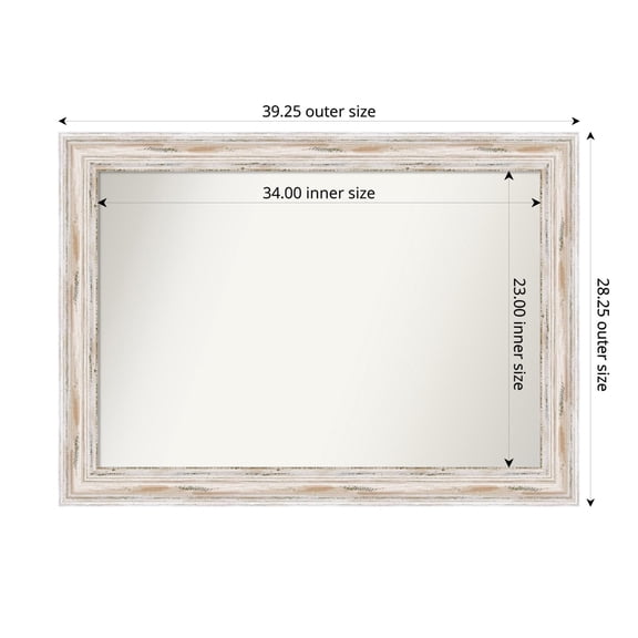 Amanti Art Custom Wall and Bathroom Mirror (28.25 x 39.25 in.), Alexandria White Wash Frame