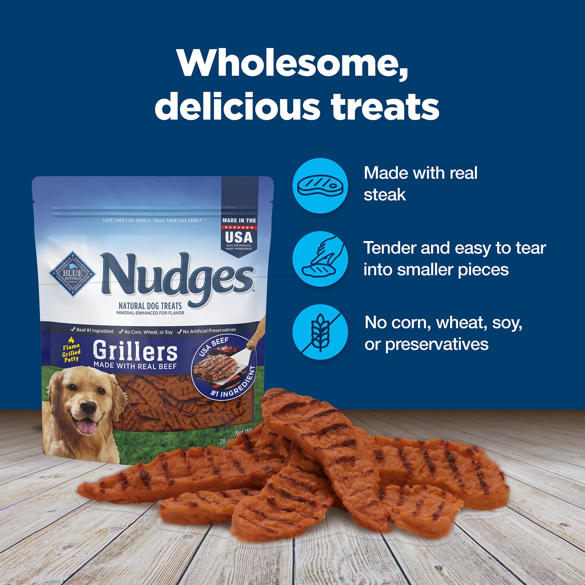 Blue Buffalo Nudges Grillers, Natural Dog Treats, Beef, 28oz Bag