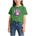 thumbnail image 2 of Piuwrlz 2-4 Girls Shirts Tops Girl Short T Shirts Sleeve Crew Neck Toddler Graphic T-Shirts Green Size 2-4 Years, 2 of 7