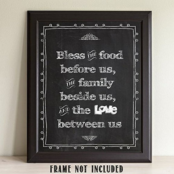 Bless the Food Before Us Chalkboard Look - 11x14 Unframed Typography Art Print