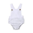 thumbnail image 1 of Barboteuse en Coton pour Bébé Fille Garçon Sans Manches à Bretelles Combinaison de Couleur Unie, 1 of 6