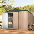 thumbnail image 3 of AECOJOY 10' x 10' Outdoor Storage Shed with Lockable Door Patio Metal Garden Storage Building in Brown for Outside, 3 of 7