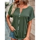 thumbnail image 4 of Camisa verde de verano transpirable con detalle de botones en el frente, talla L, camiseta de manga corta con cuello en V, 4 of 7