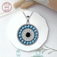 thumbnail image 3 of Women's Evil Eye Pendant Necklace 925 Sterling Silver Greek Amulet Jewelry with Blue Sapphire and Black Cz Amulet Gifts, 3 of 6