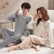 thumbnail image 1 of Pijamas de pareja Pijamas de mujer de otoño e invierno Ropa informal para el hogar para hombre Traje de dos piezas de algodón peinado suelto, 1 of 6