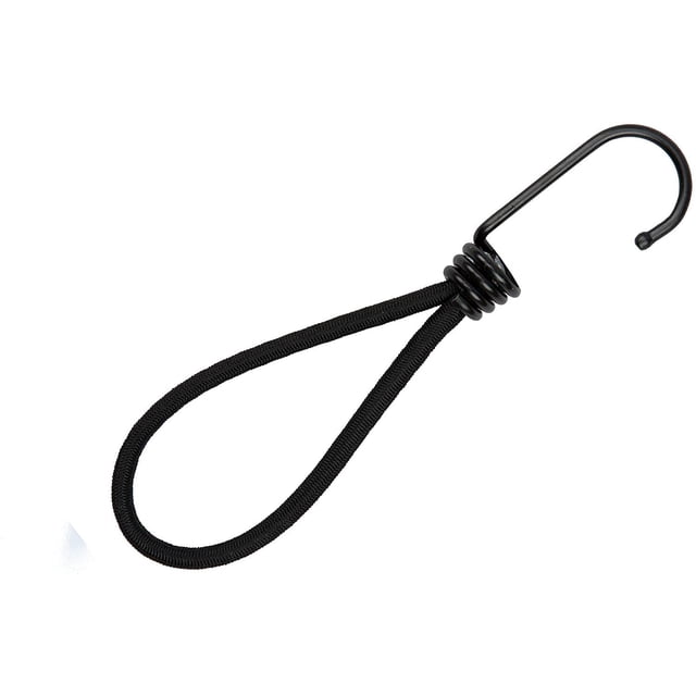 10 Tensores elásticos de goma profesionales con gancho (negro 150 mm) para lonas y carteles.