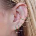 thumbnail image 4 of ERICAJEWELS Emerald Green CZ Beaded Hoop Earrings Tiny Green Huggies Perfect Gift,Silver, 4 of 5