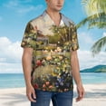 thumbnail image 5 of Daiia American Flag Rose Garden Hawaiian Shirt for Men Gentle Cotton Regular Short Sleeve Casual-Small, 5 of 9