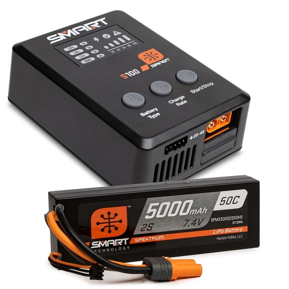 Spektrum Accessories Smart Powerstage Surface Bundle 5000mAh 2S 50C LiPo Battery IC5 / 100W S100 Charger SPMX-1032