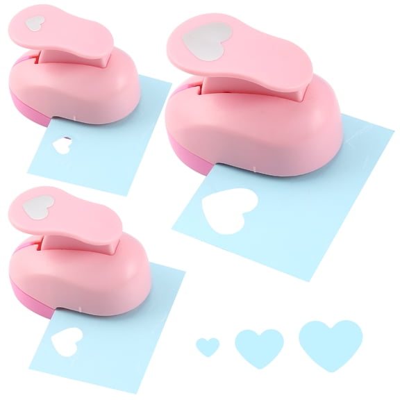 3-Piece Heart Paper Punch Set, 3/8 in, 5/8 in & 1 in Heart Shape Punches for Scrapbooking, Cards & Confetti