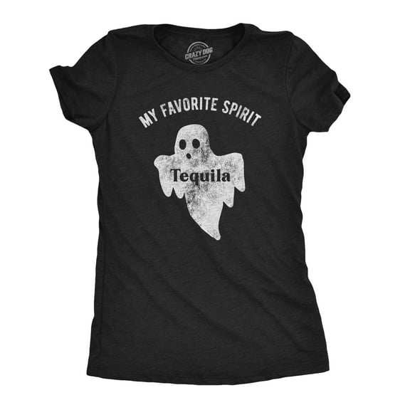 Womens My Favorite Spirit Tequila T Shirt Funny Halloween Ghost Drinking Party Tee Womens Graphic Tees