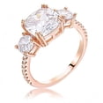 thumbnail image 1 of Precious Stars R08709A-C01-08 Precious Stars Rose Goldtone Cushion-Cut Cubic Zirconia 3-Stone Engagement Ring, 1 of 2