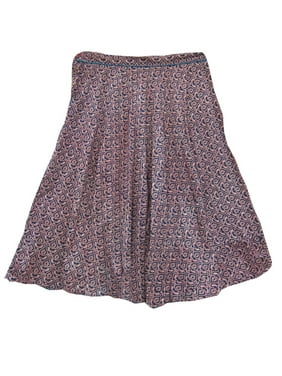 Mogul Womens Fashion Cotton Printed Peasant Maxi Skirt