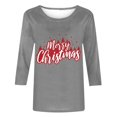thumbnail image 4 of Pisexur Joyeux Noël T-Shirts pour Femmes Col Rond Manches 3/4 Mode Vacances Tee Tops Mode Ample Automne, 4 of 4