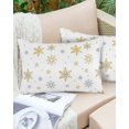thumbnail image 6 of Pack of 2 Outdoor Pillow Covers, Christmas Gold and Grey Snowflake White Waterproof Square Throw Pillowcase Cushion Decorative Pillow Covers for Couch Patio Tent, 20x12 in, 6 of 6