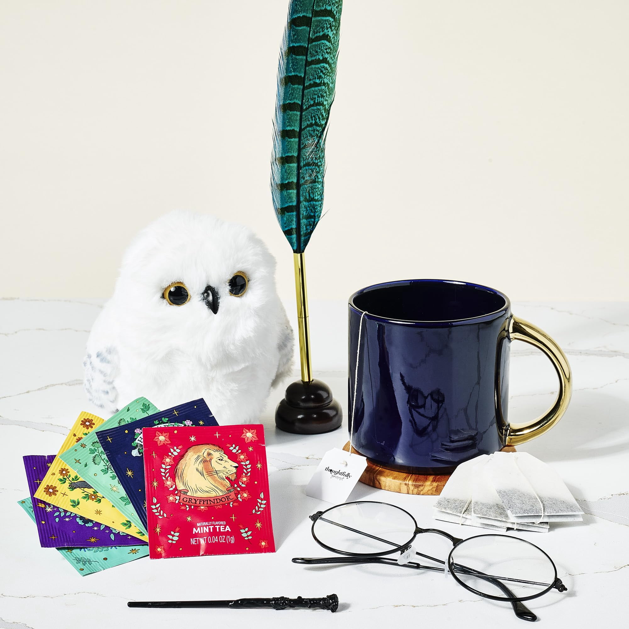 Thoughtfully HARRY POTTER Tea Assortment Gift Set, Includes Stir Wand and 48 Black and Green Tea Bags in 6 Flavors