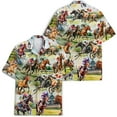 thumbnail image 3 of Retro Color Cowboy Horse Racing Hawaiian Shirts For Men Mens Hawaiian Shirts Short Sleeve Button Down Shirt Men TO1, 3 of 7
