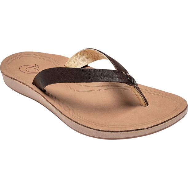Olukai Women S Olukai Nonohe Flip Flop Dark Java Golden Sand Antiqued Full Grain Leather 10 M Walmart Com Walmart Com