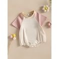 thumbnail image 4 of Coduop Newborn Baby Girls Summer Jumpsuit Casual Raglan Short Sleeve One Piece Bodysuit Romper, 4 of 7