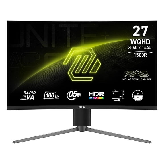 MSI MAG27CQ6PF, 27-inch QHD 2560 x 1440 Computer Monitor, 180Hz, HDMI, 0.5ms, Black