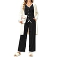 thumbnail image 3 of UVN Womens Pajama Sets Fall Long Sleeve Button Down Tops and Pants 2 Piece Outfits Ladies Lace Sleepwear Soft Pjs Lounge Sets, 3 of 10