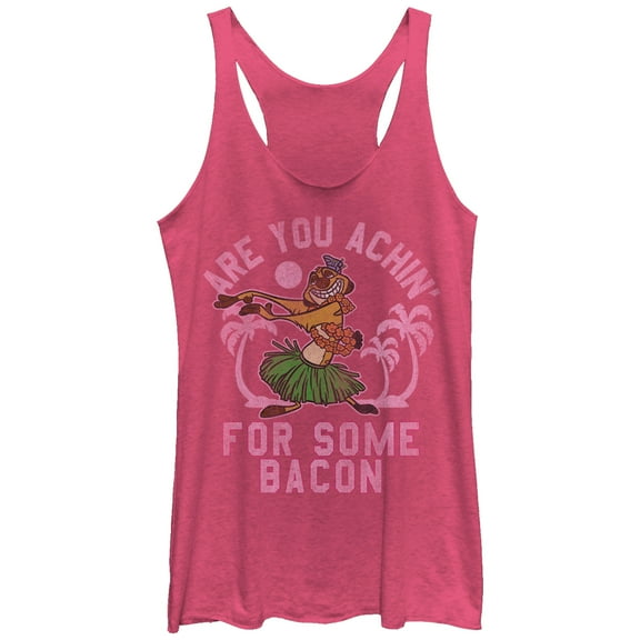 Women's Lion King Timon Achin' for Bacon  Racerback Tank Top Pink Heather Medium