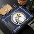 thumbnail image 6 of Placemats Set of 4, Solid Dark Blue, Woven Placemat, Linen Place Mats for Kitchen/Dining Tables, Pure Color Washable Table Mats for Party, 6 of 8