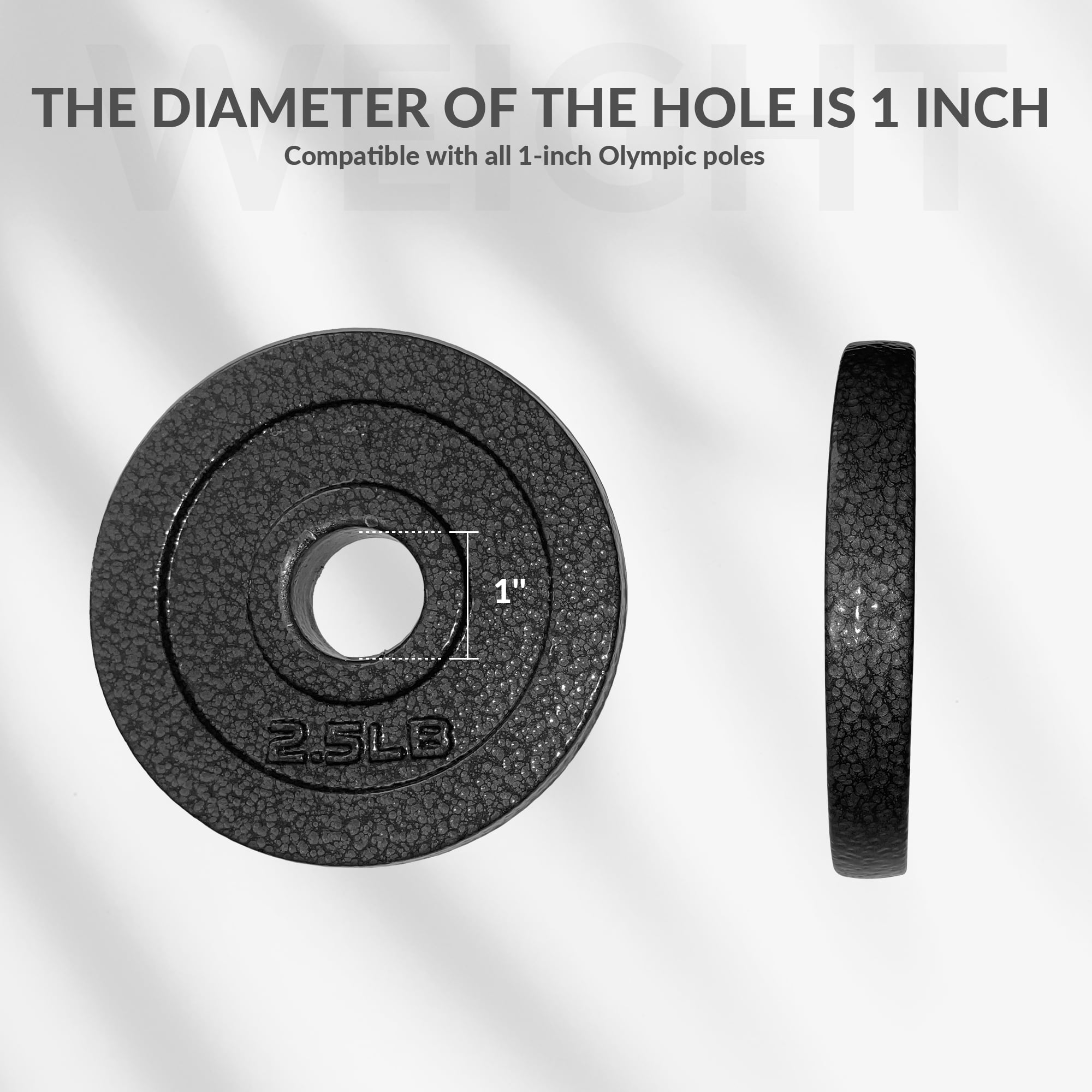 BalanceFrom Standard Cast Iron Weight Plates, 1-Inch Center Hole, Black Finish, Sold in Pairs（1.25LB, 2.5LB, 5LB, 10LB），for Strength Training & Home Gym