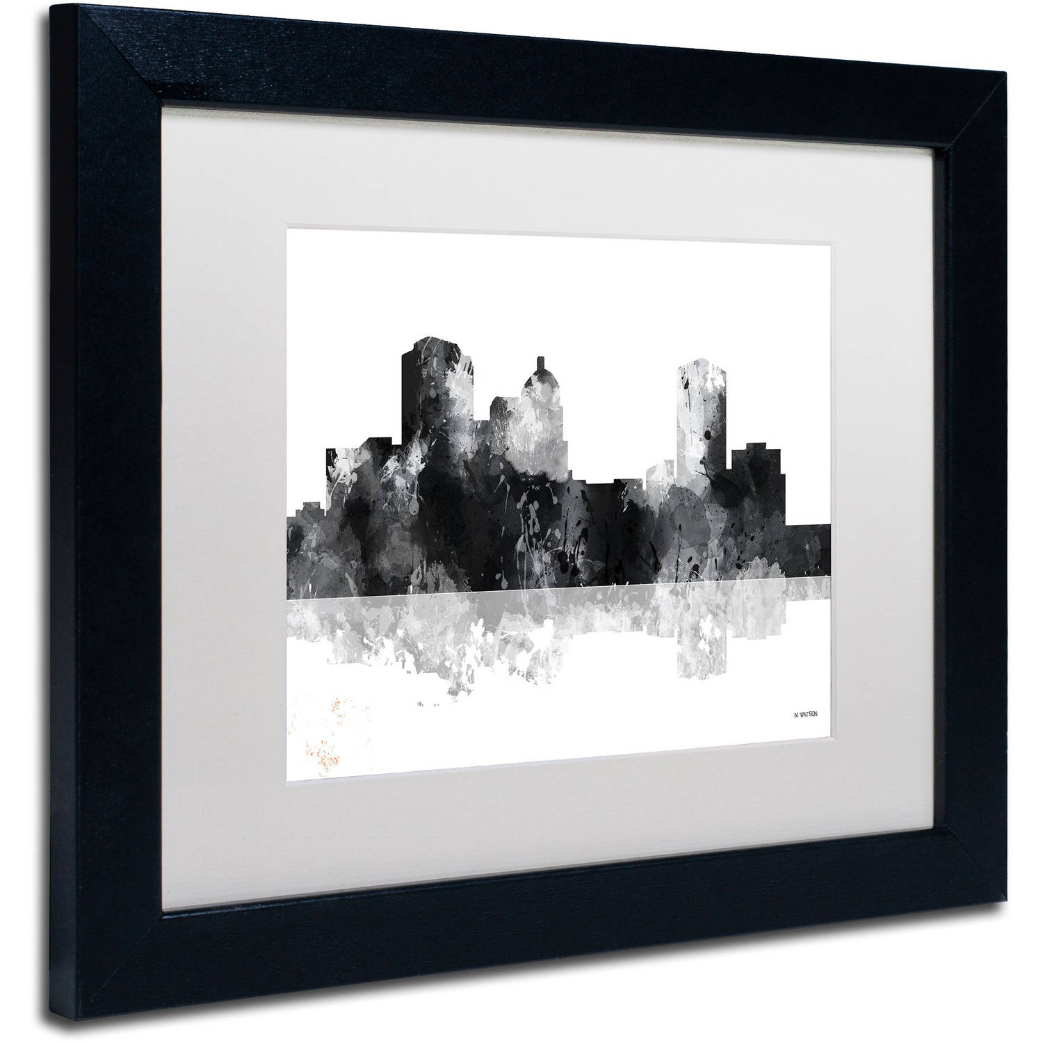 Trademark Fine Art "Montgomery Alabama Skyline BG-1" Canvas Art by Marlene Watson, White Matte, Black Frame