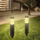 thumbnail image 5 of Luz solar para exteriores de jardín | Lámpara de camino cilíndrica de acero inoxidable 3LED con energía solar | Blanco cálido | IP65 a prueba de agua | Sensor de luz automático | Paquete de 2 | 14,7, 5 of 7