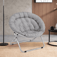 thumbnail image 4 of Magshion Folding Saucer Chair, 600D Oxford Cozy Chair for Living Room Bedroom, Foldable Lounge Chair,Gray, 4 of 10