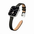 thumbnail image 1 of Chenchen Slim Leather Bands Compatible with Apple Watch Band 38mm 40mm 41mm 42mm(Series 11 10), Top Grain Leather Watch Thin Wristband for iWatch SE 9 8 7 6 5 4 3 2 1 (Black Silver), 1 of 1