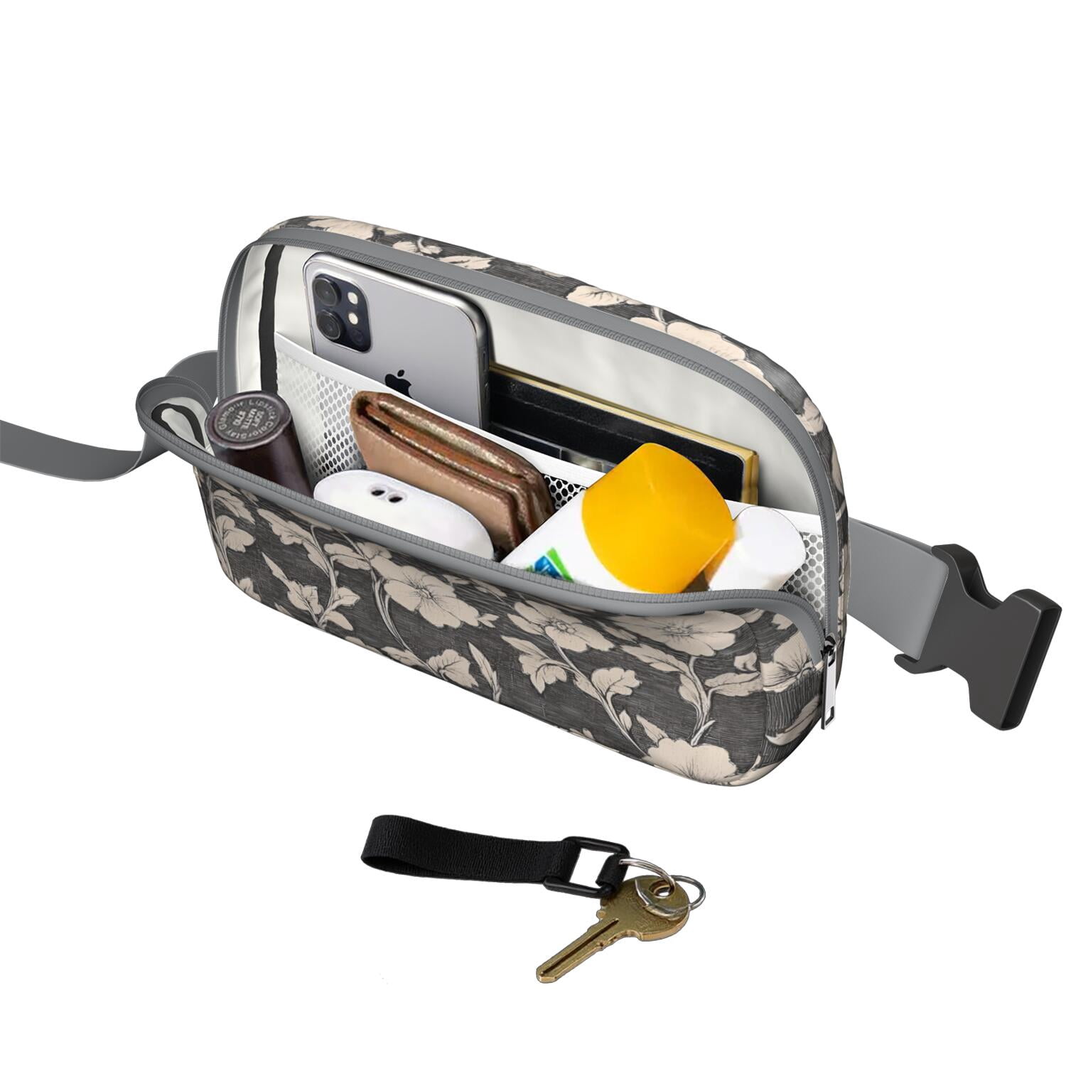 Garden-Inspired Fanny Pack – Floral Waist Bag with Tropical Wildflower Print & Hummingbird Aesthetic