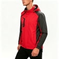 thumbnail image 3 of Rrxhxhs Raincoat for Men Color Block Detachable Hood Long Sleeve Elastic Cuffs Water Resistant Hooded Windbreaker Jacket with Zipper Pockets,Red,M, 3 of 4
