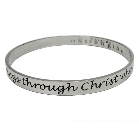 Women's Stainless Steel Bangle Bracelet- Phil 4:13 by Shields of Strength