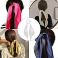 thumbnail image 4 of 4 Pieces Hair Scrunchies Bowknot Satin Chiffon Long Tail Elastics Ribbon Bow Scarf Scrunchie Vintage Ponytail Holder Ties Bands Accessories for Women,White+yellow,White+yellow，G22521, 4 of 7