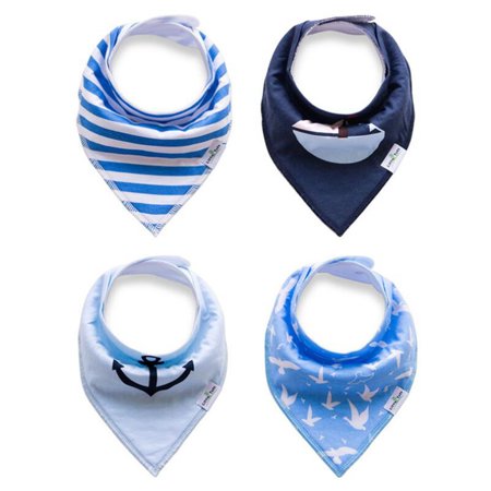 Baby Bandana Drool Bibs Set 4-Pack Unisex Absorbent Cotton Stripes and Dove