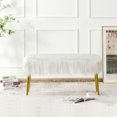 thumbnail image 4 of Costway Fauxfur Ottoman Bench Modern Vanity Bench Stool w/ Golden Legs White, 4 of 10