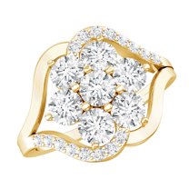 Rosec Jewels Lab Created Diamond Flower Ring - Statement Engagement Ring - EF-VS Quality, 18K Yellow Gold, US 11.50