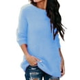 thumbnail image 1 of Capreze Long Sleeve Plush Sweater for Women Casual Solid Color Blouse Tunic Tops Lake Blue 4XL, 1 of 2