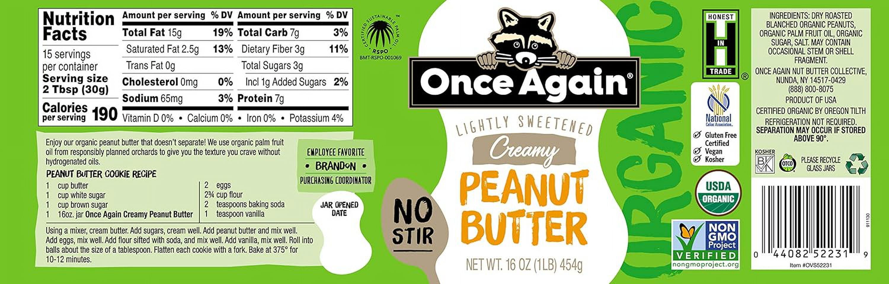 Once Again Organic Peanut Butter Creamy American Classic - 16 oz