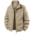 thumbnail image 4 of WIZUTIZ Men's Outdoor Jacket Solid Color Zipper Pocket Stand Collar Long Sleeve Windproof Polyester Multi-Pocket Coat for Mountaineering Riding Hiking Daily Mens Fashion, 4 of 9