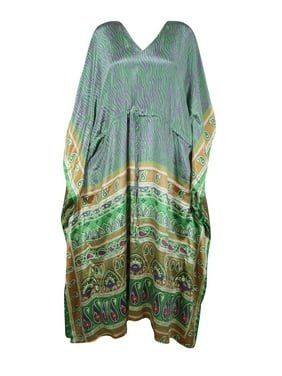 Mogul Women Maxi Caftan Dress, MATERNITY DRESS, Ethical Purple Green Printed Loose Beach dresses, Soft Lightweight Resort Kaftan Dresses